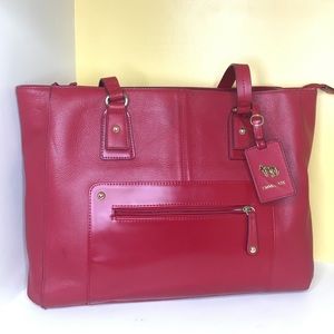 EMMA FOX Red Park Avenue Leather Tote